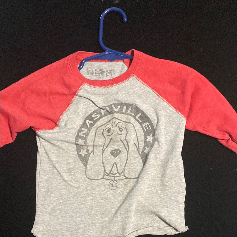 Red and Gray Kids Raglan Shirt